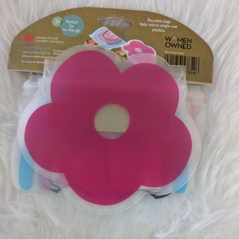 Reusable Snack Bags Perfect On The Go 3 Pk with Zip Closure - Picture 3 of 3